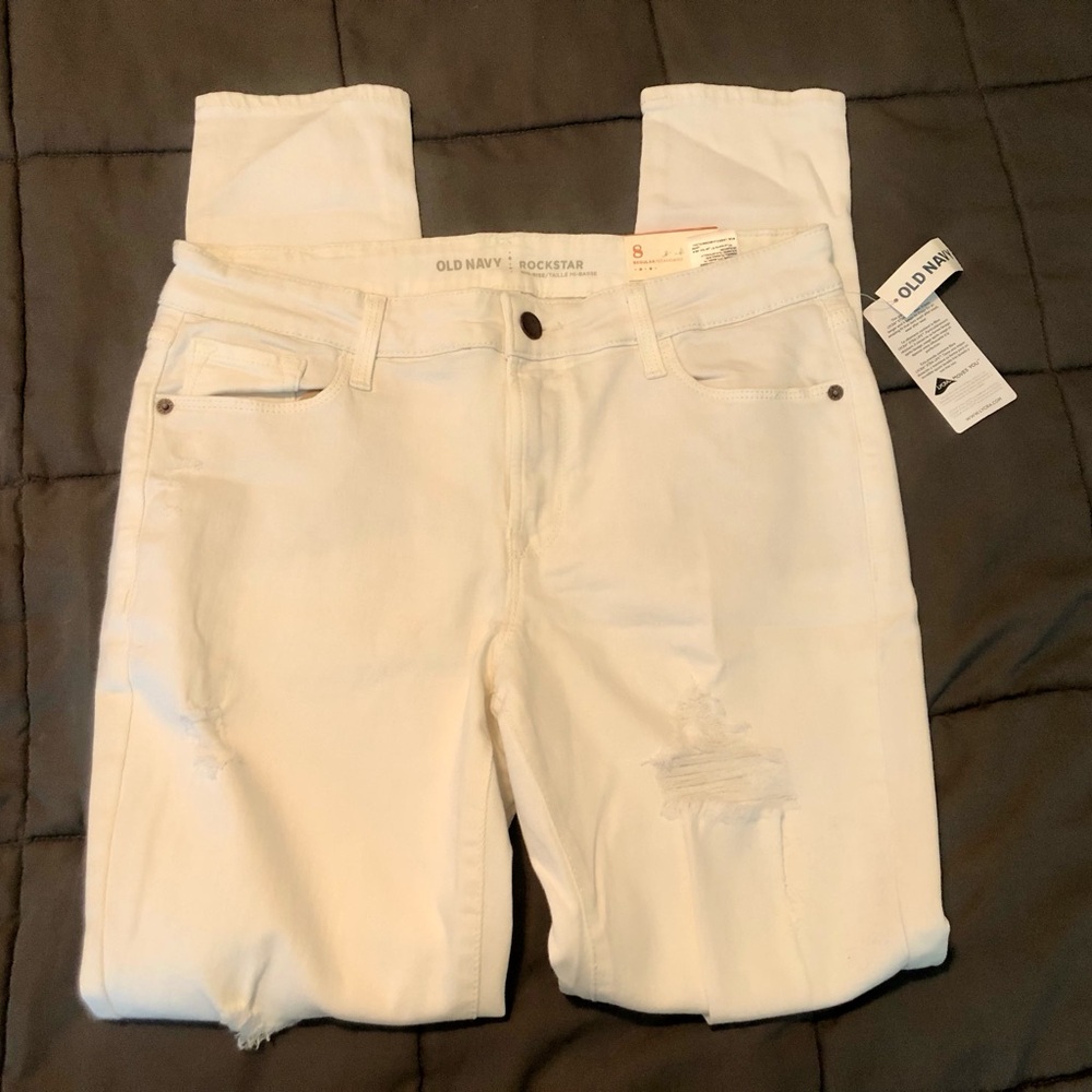 🤍🤍 NWT White Old Navy women’s jeans sz 8 regular rockstar mid-rise skinny